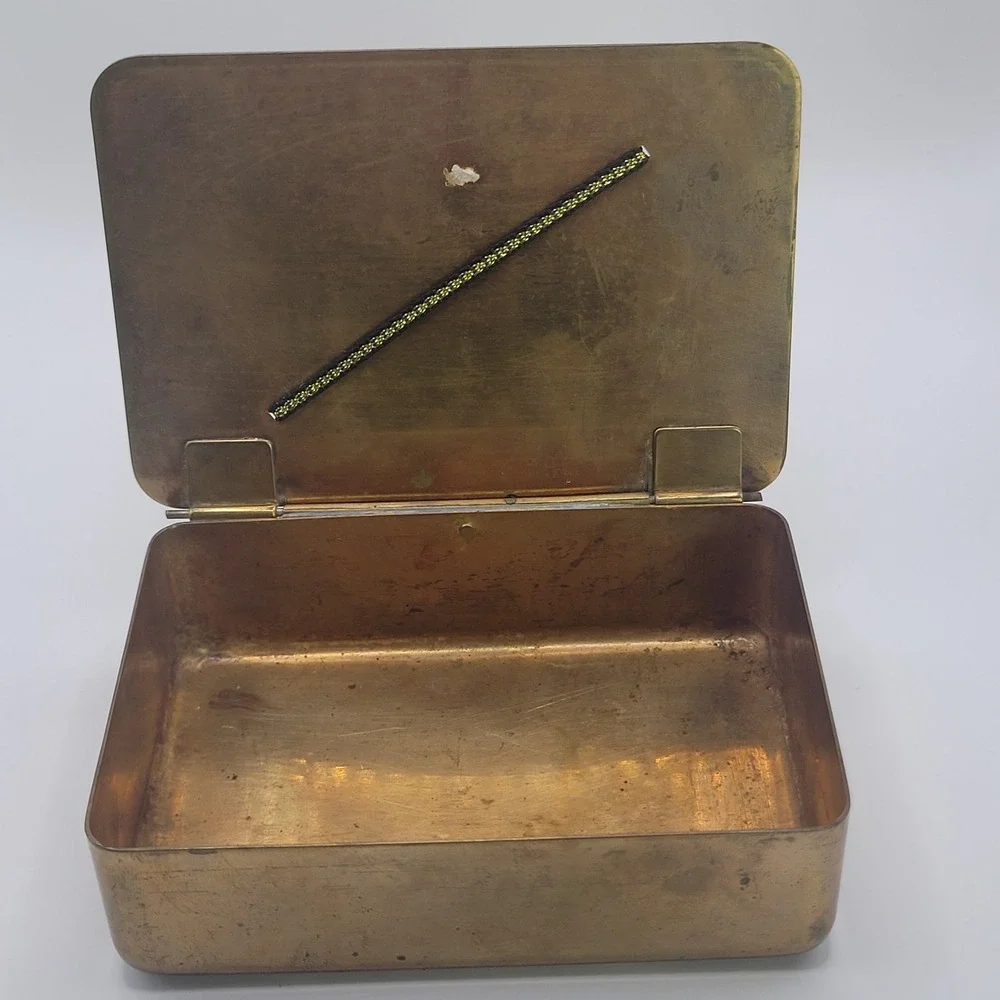 Vintage Brass Trinket Jewelry Box Rectangle Shaped